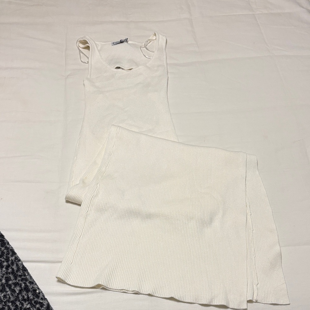 White Ribbed Bodycon Maxi Dress